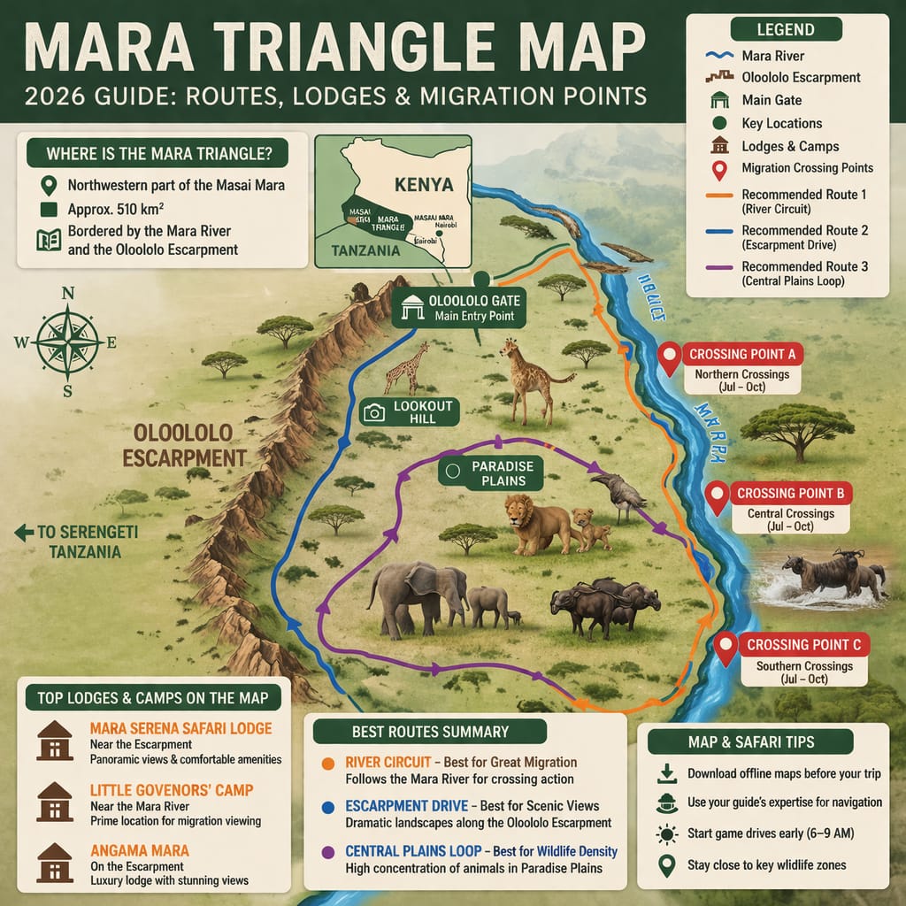 Mara Triangle Map Mara Triangle Safaris