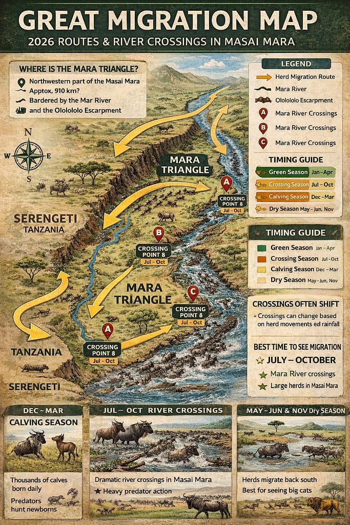 Great Migration Kenya Map: Best Viewing Spots