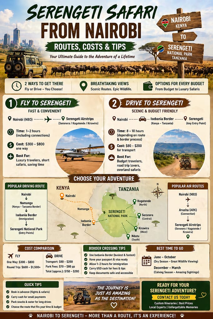Serengeti Safari from Nairobi (2026) Routes, Costs & Travel Tips