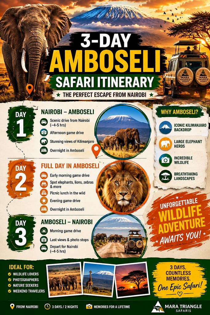 3-Day Amboseli Safari Itinerary (2026): Best Travel Plan from Nairobi-Mara Triangle Safaris